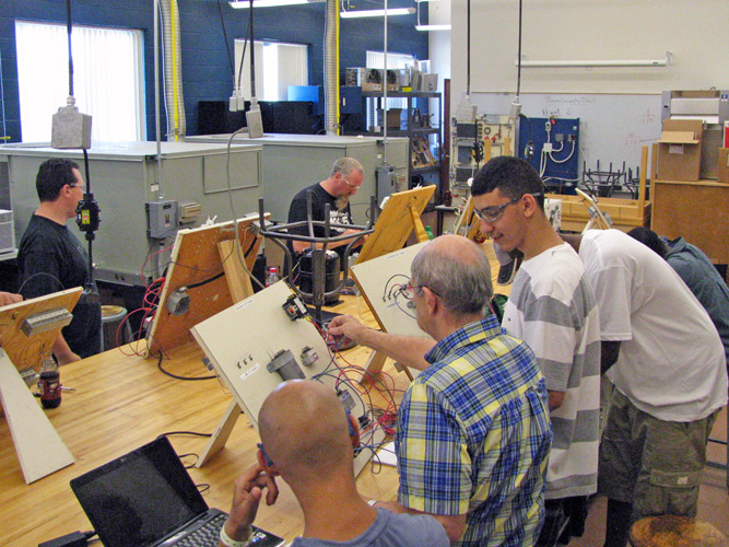 Student working HVAC lab