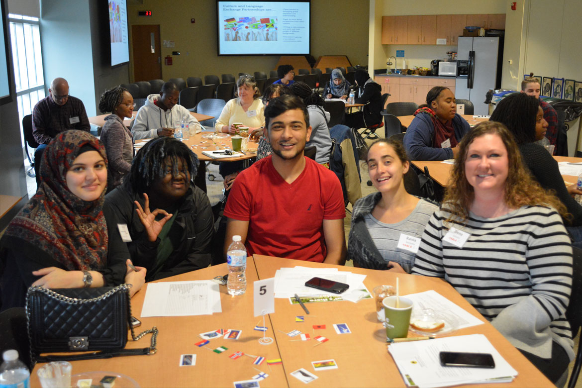 students attending conference